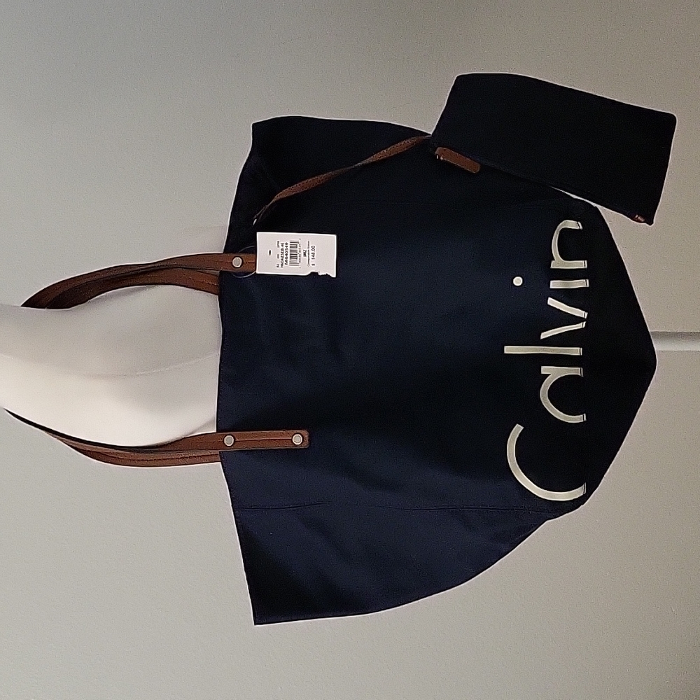 CALVIN KLEIN NAVY SHOULDER TOTE